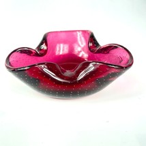 Cranberry Bullicante Art Glass Ashtray Bowl - £23.73 GBP