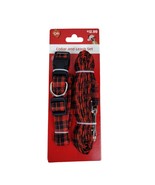 Pet Central Dog Medium 14 to 20 inch Red and Black Plaid Collar and Leas... - £8.82 GBP