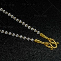 Necklace Chain Bead 2 Tones 18K 22K 24K Thai Baht Yellow Gold PD Women 18&quot;-24&quot; - £27.49 GBP
