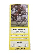 1986 Oklahoma Sooners vs Missouri Tigers Football Ticket Stub Bosworth - £19.66 GBP