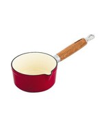 Chasseur Sauce Milk Pan 14cm Red Enameled Cast Iron wood handle 0.75 qt - £64.27 GBP