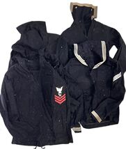 10 PC Vtg US Navy Uniforms WW2  DRESS Blues + Duffle Crackerjack 40R Shirts - $355.51