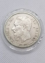 BELGIUM 5 FRANK SILVER RARE COIN 1869 XF IN COIN CAPSULE NR2 - £74.42 GBP