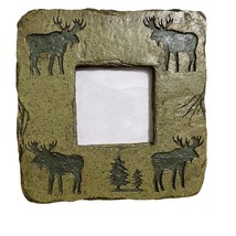 Home Interiors Moose And Pine Trees Ceramic Picture Frame Rustic Stone - £9.98 GBP