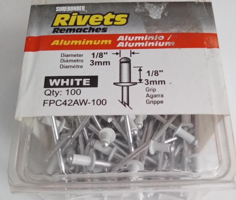 Image 2 of Surebonder Rivets Remaches Aluminum White 3mm 1/8 inches