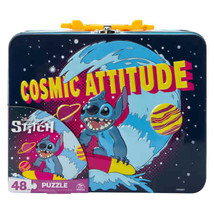 Disney Stitch Cosmic Attitude 48-Piece Puzzle &amp; Tin Storage Lunch Box - £13.44 GBP