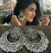 Indian Ethnic Bollywood Style Bridal Jewelry Earring Earrings Silver Plated - £19.31 GBP