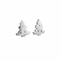 14K White Gold Plated Solid Silver Seasonal Tree Stud Earrings Mothers D... - $20.00