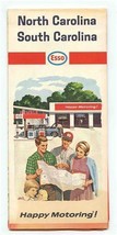 ESSO Map of North Carolina South Carolina Happy Motoring Guide 1965 - $11.88
