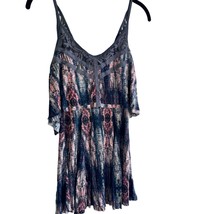 Ecote Tiered Tank Top Womens XS Tunic Boho Watercolor Layered Crochet - $10.52
