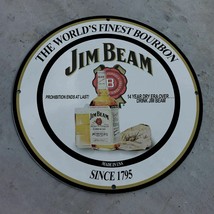 Vintage 1795 Jim Beam Kentucky Straight Bourbon Whiskey Porcelain Gas-Oil Sign - £116.09 GBP