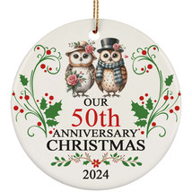 Cute Owl Bird Couple Love 50th Anniversary 2024 Ornament Gift 50 Years Christmas - £11.83 GBP