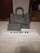 Coach 1941 Rogue 31 Tote Bag Gray Suede and Leather #RG-20315 w/ Matching Wallet - £589.97 GBP