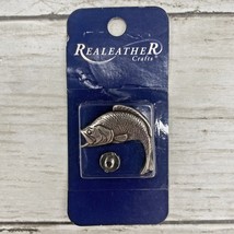 Realeather Crafts Leaping LARGE MOUTH BASS Silver Concho Silver Creek Le... - $9.16