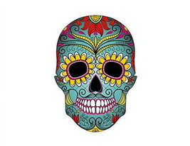 Sugar Skull Colorful Birthday Edible Cake/Cupcake Topper for 1/4 sheet cake - $266.44 MXN