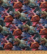 Cotton Dinosaurs T-Rex Head Dinos Animals Fabric Print by the Yard D680.69 - £9.32 GBP