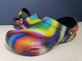 Crocs Multicolor Rainbow Unisex-Adult Bistro Graphic Clogs Work Shoes Size 8W/6M - £18.93 GBP