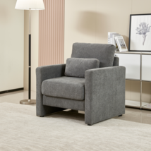 Modern Accent Chair: Chenille &amp; Solid Wood - $257.99