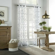 Linden Street Brooke WHITE GRAY Embroidered Sheer Grommet Curtain 50x84 JCPENNEY - £40.39 GBP