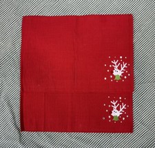 Christmas Reindeer Dinner Hosting Placemats 17 x 12 Set of 2 Red Ribbed Cotton - £17.01 GBP