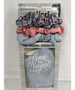 Scunci 4pc Mask &amp; 3 Scrunchies Denim Look Plaid Pink Hair Tie 34619 Back... - €3,49 EUR
