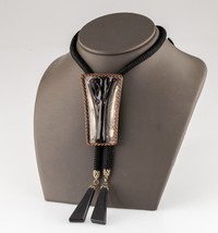 Sterling Silver Bolo Tie with Petrified Wood Accent Copper Bezel Nice - £380.03 GBP