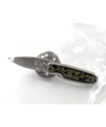 Buck Knives Pocket Knife Enamel Lapel Pin Advertise Green Brown Silver Tone - $23.22 CAD
