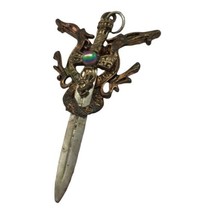 Vintage Pendant Artisan Made Dragon Sword Statement Jewelry - £31.60 GBP