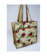  Shopper with Ladybugs   and Flowers - Tapestry Design Tote Bag - $30.99