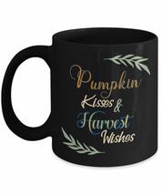 Fall Season Coffee Mug - Pumpkin Kisses &amp; Harvest Wishes - Black Ceramic Cup - 1 - £13.54 GBP+