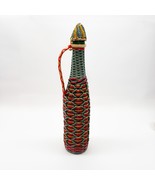 Decorative Bottle Barware Plastic Wicker Decanter Red Green Spain Vintag... - $19.77