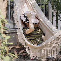 Outdoor Garden Hammock Tassel Canvas Swing Chair Hanging Bed Hiking Camp... - $19.54+