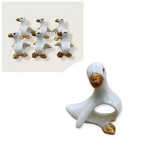 White Ceramic White Duck Geese Napkin Rings Set of 6 - £15.65 GBP
