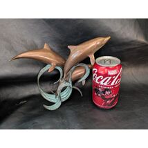 Océan Vague Triple Dauphin Sculpture San Pacific Base Marin Bronze - $51.96