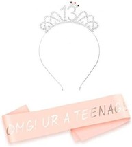 Rose Gold 13th Birthday Sash Party Decoration OMG UR A Teenager Satin Sa... - $23.50