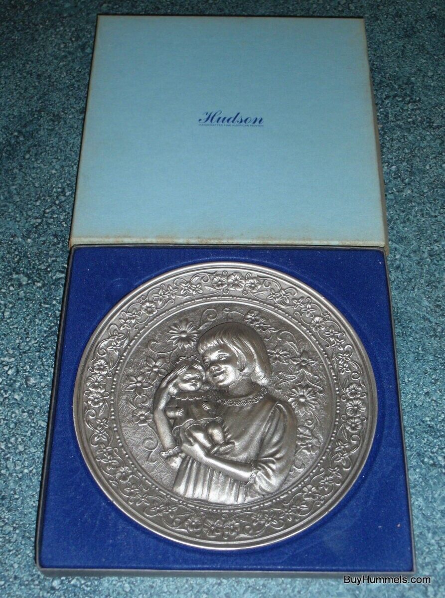 1980 Mother's Day Hudson Pewter Plate With Original Box - GIRL WITH DOLL - GIFT! - $43.64