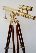 Brass double Barrel Working Telescope Navy Brass with Tripod Nautical gift - £93.42 GBP