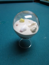 Acrylic  Paperweight 3&quot; diam with acrylic stand, sand and shells inside - £30.36 GBP