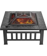 Vivohome 32 Inch Heavy Duty 3 In 1 Metal Sq.Are Patio Firepit Table Bbq ... - £132.06 GBP