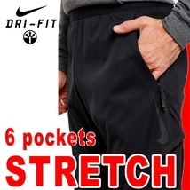 Nike DRI-FIT Premium Sweatpants 6 Pockets Stretch Training Pant Trousers Black L - £75.93 GBP