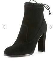 Stuart Weitzman Catch Suede Leather Ankle Tie Bootie in Black $575, Sz 10 - £156.74 GBP