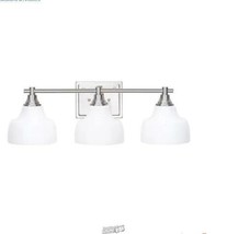 Alsy 24 in. 3 Light Polished Nickel Vanity Light with White Opal Glass Shades - £45.56 GBP