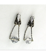 Vintage 60s LEWIS SEGAL of California Grey Crystal Drop Dangle Clip Earr... - $24.95