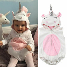 NEW Unicorn Baby Girls White Fleece Romper Halloween Dress Up Costume - £10.38 GBP