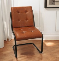 Tufted Cinnamon and Black Upholstered Leather Dining Side Chair - $11,141.46 MXN