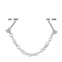 Double Nose Piercing Ring Nose Chain Nostril Zircon Stainless Steel Nose Stud De - £9.45 GBP