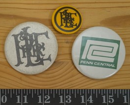 Vintage Lot of 3 Railroad Pin Back Button Badge P&amp;LE Penn Central hk - £39.45 GBP