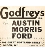 1954 Godfreys Austin Morris Ford London Dealer Advertisement Automobilia... - $370.74 MXN