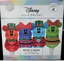Disney Magic Holiday Mickey &amp; Minnie Mouse Multi-color LED Pathway Light... - £33.28 GBP