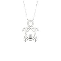 S925 Sterling Silver 0.05Ct TDW Turtle Solitaire Necklace - £86.63 GBP